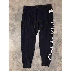 Calvin Klein Performance Sweatpants Women Medium Black Wordmark Logo Tapered Leg